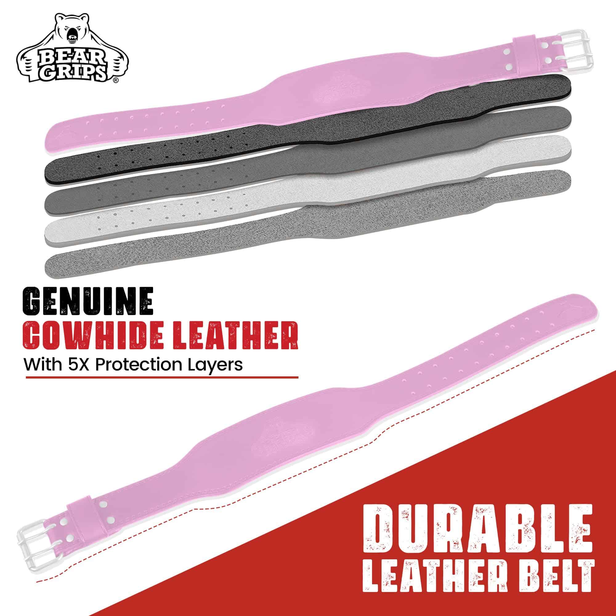 Cinturón de Levantamiento de Pesas Bear Grips -Rosa - Imagen 3