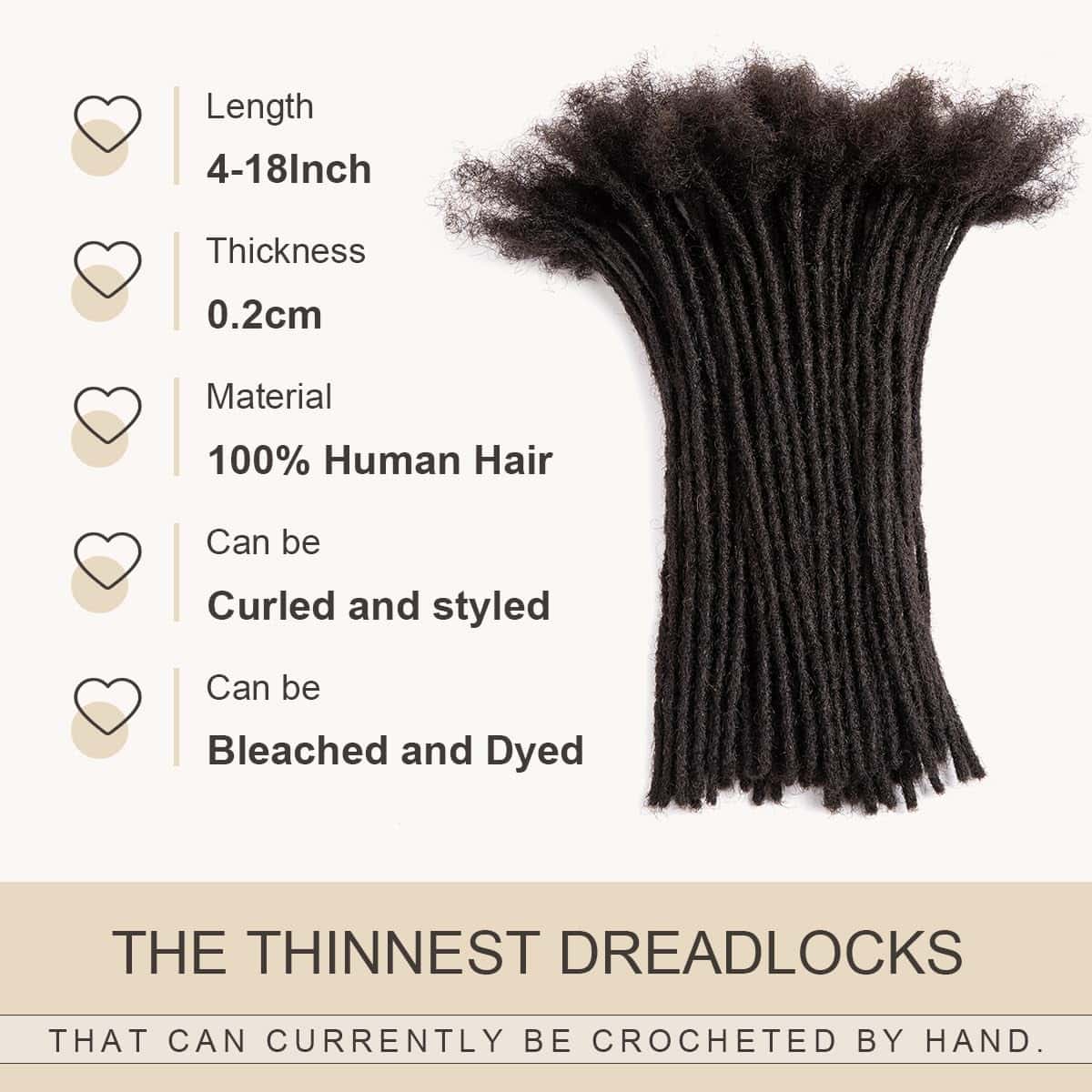 Extensiones de Dreadlocks de Pelo Humano Real de 0.2cm y - Imagen 3