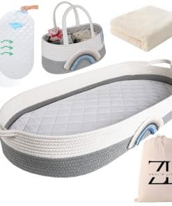 Cesta de Mimbre para Bebés con Manta de Muselina,