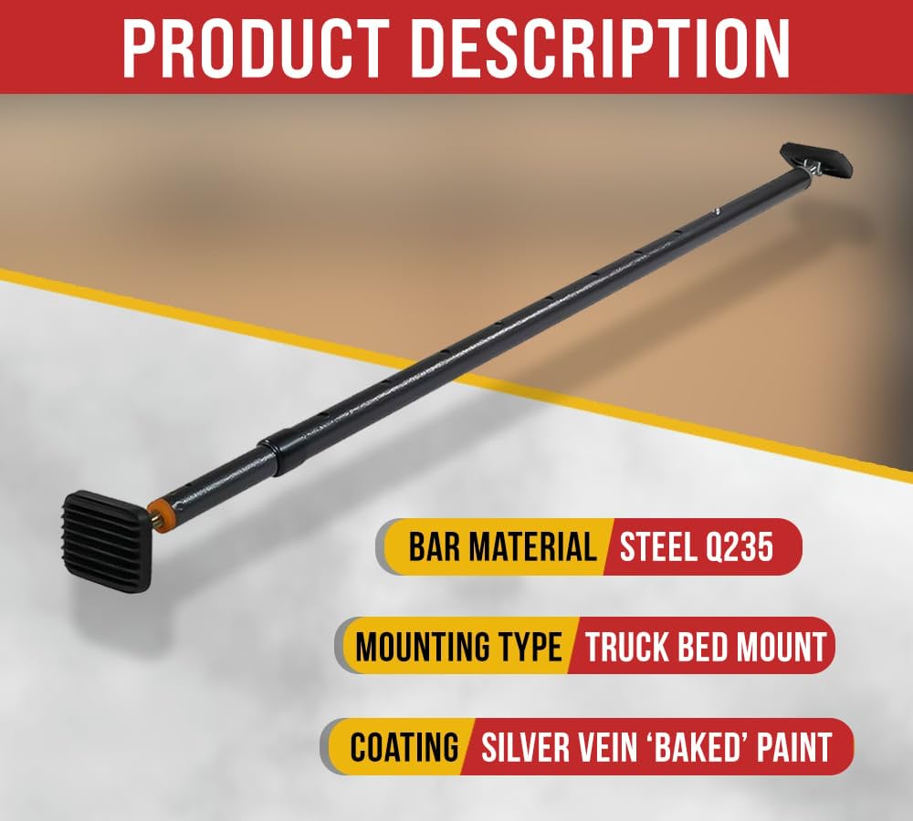 Barra de Bloqueo de Carga Telescópica Ajustable de Acero - Imagen 3