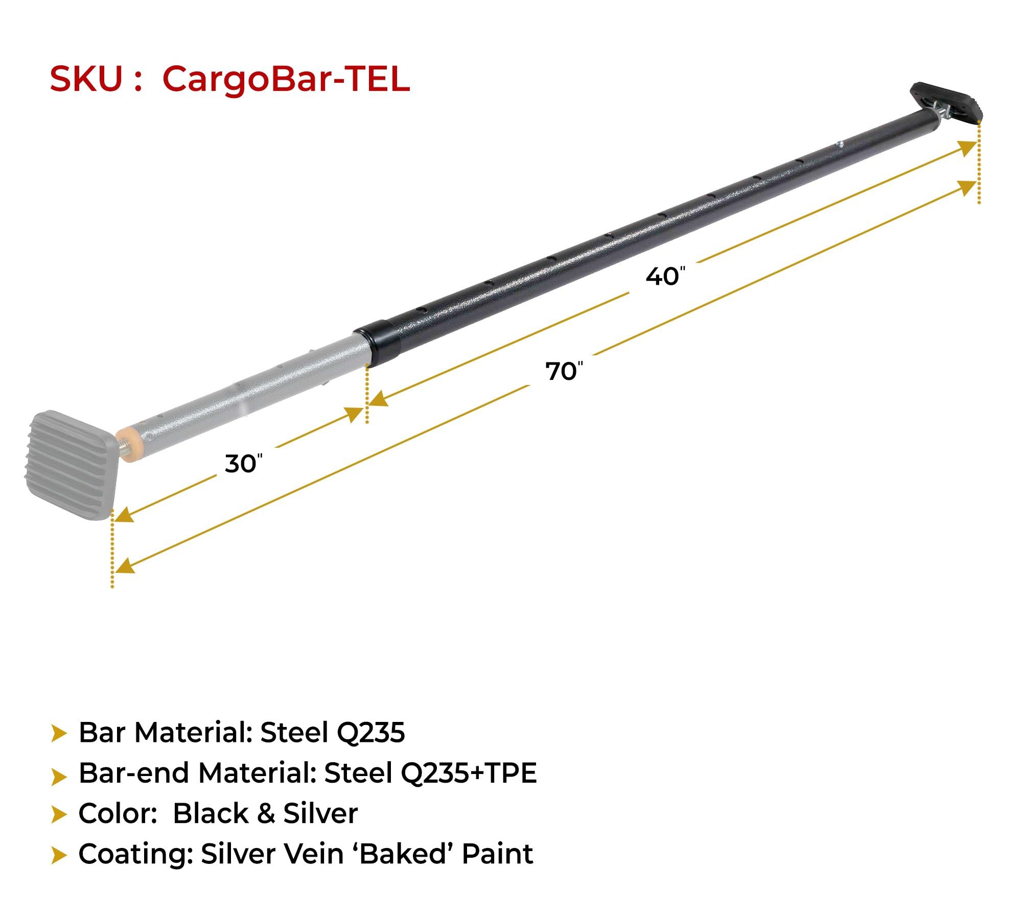 Barra de Bloqueo de Carga Telescópica Ajustable de Acero - Imagen 7