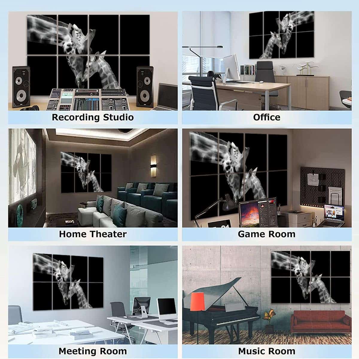 Paneles Acústicos de Arte Lindo Pequeño Bebé Jirafa Amorosa - Imagen 7