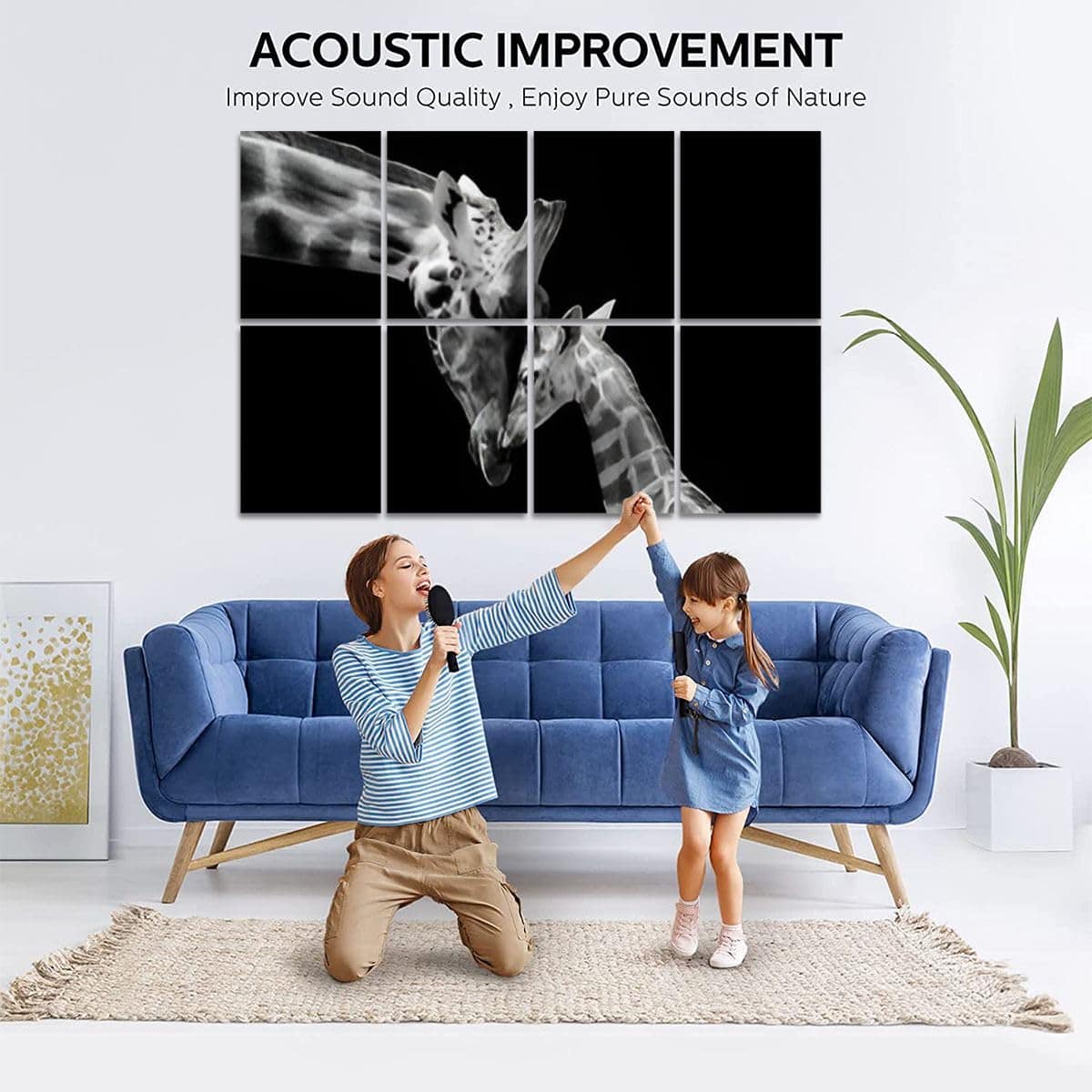 Paneles Acústicos de Arte Lindo Pequeño Bebé Jirafa Amorosa - Imagen 4