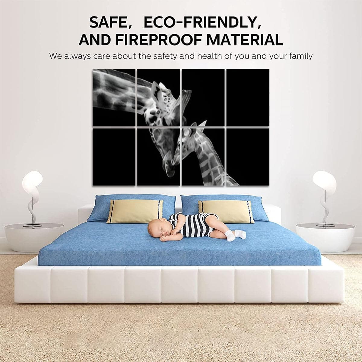 Paneles Acústicos de Arte Lindo Pequeño Bebé Jirafa Amorosa - Imagen 6