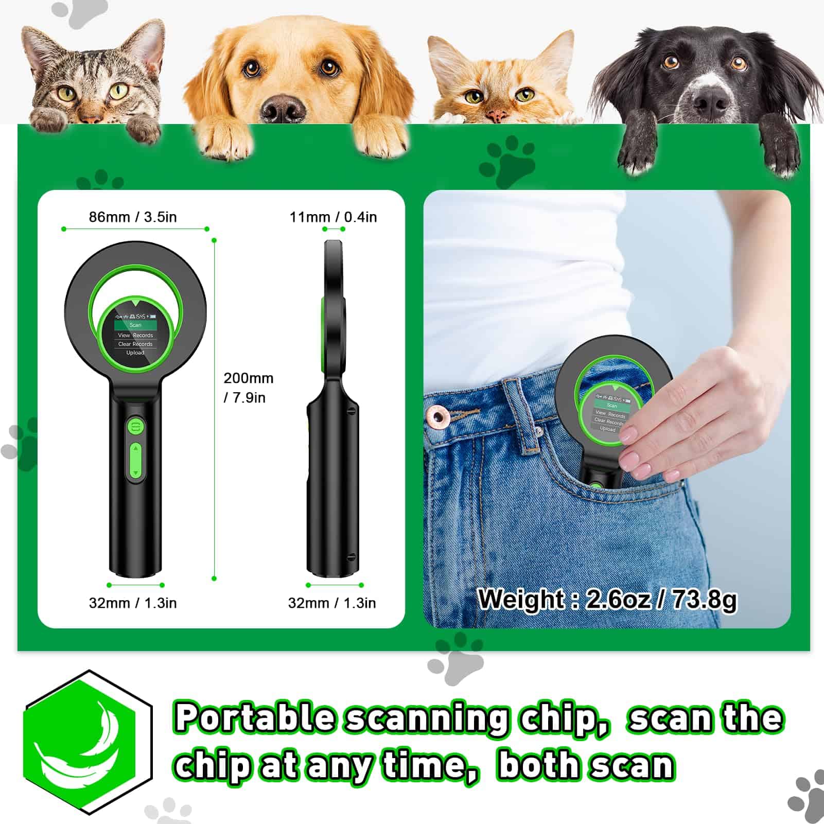 Escáner de Microchip para Mascotas Alacrity, Lector de - Imagen 7