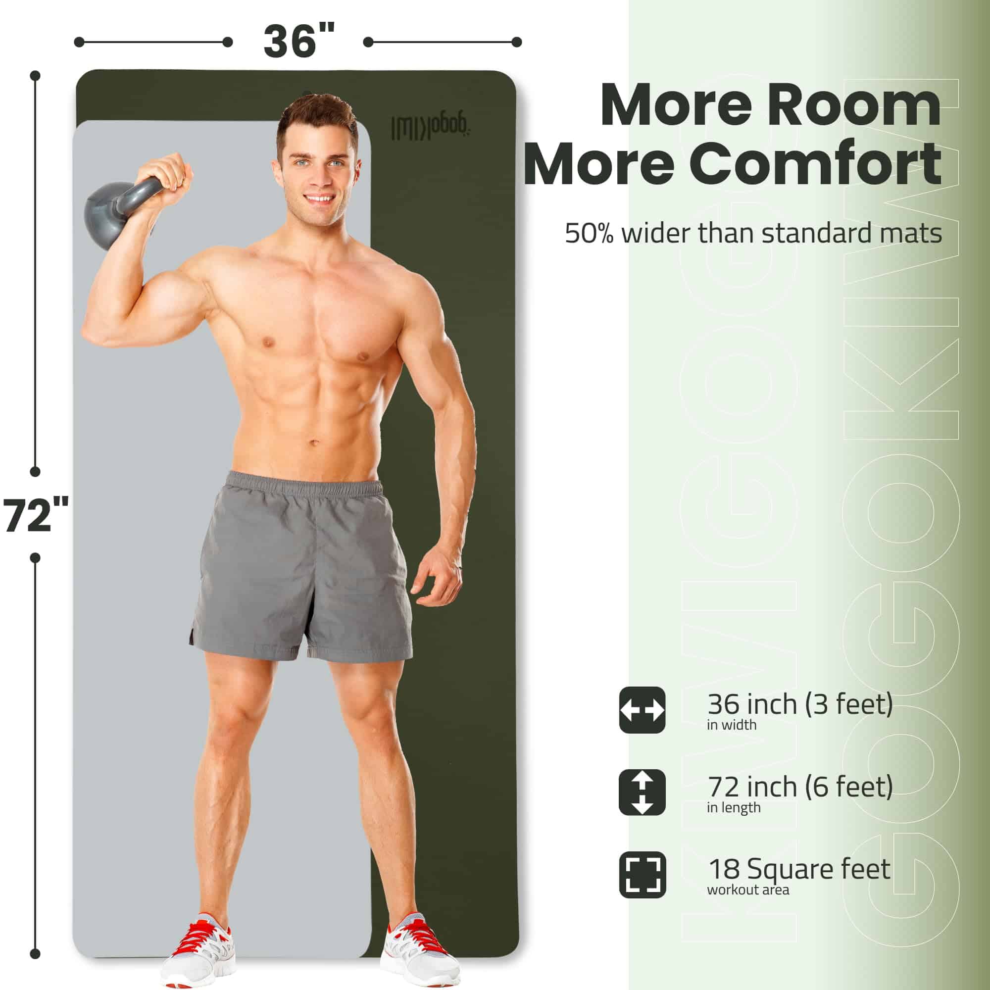 Tapete de Yoga Extra Ancho Gogokiwi para -Verde Oliva - Imagen 5