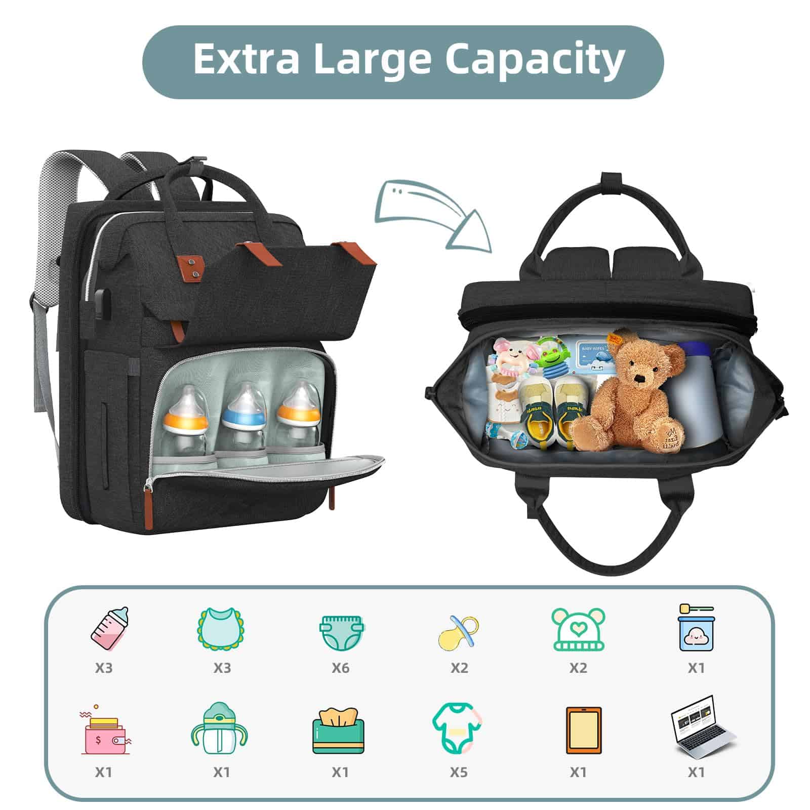 Mochila de pañales ISMGN con estación de cambio, Mochila - Imagen 3