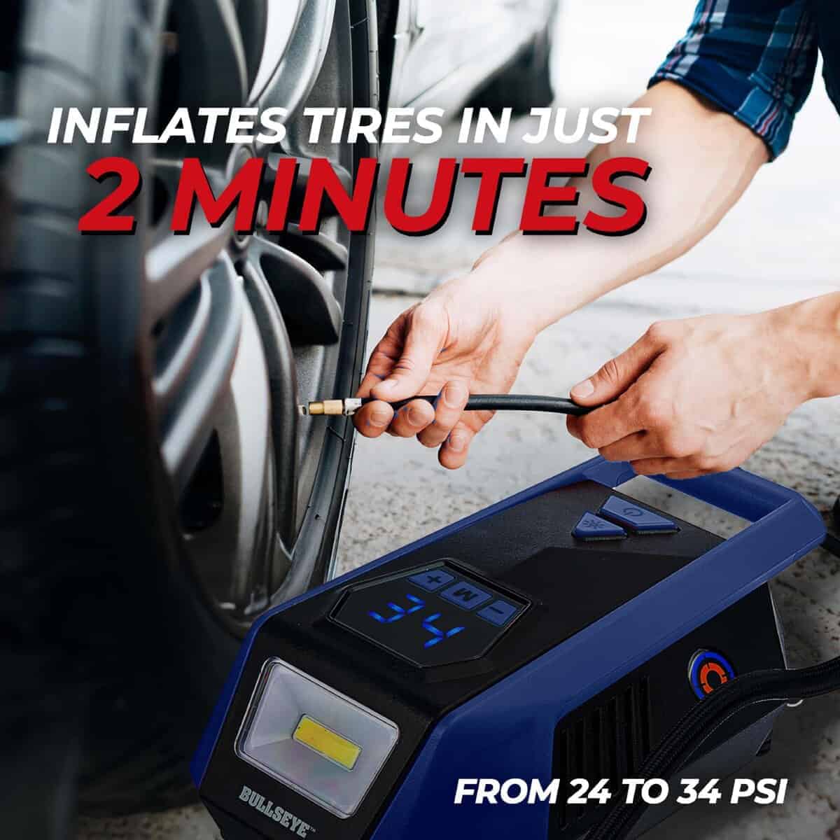 Inflador de neumáticos EMSON Bullseye 12V DC inflado rápido - Imagen 3