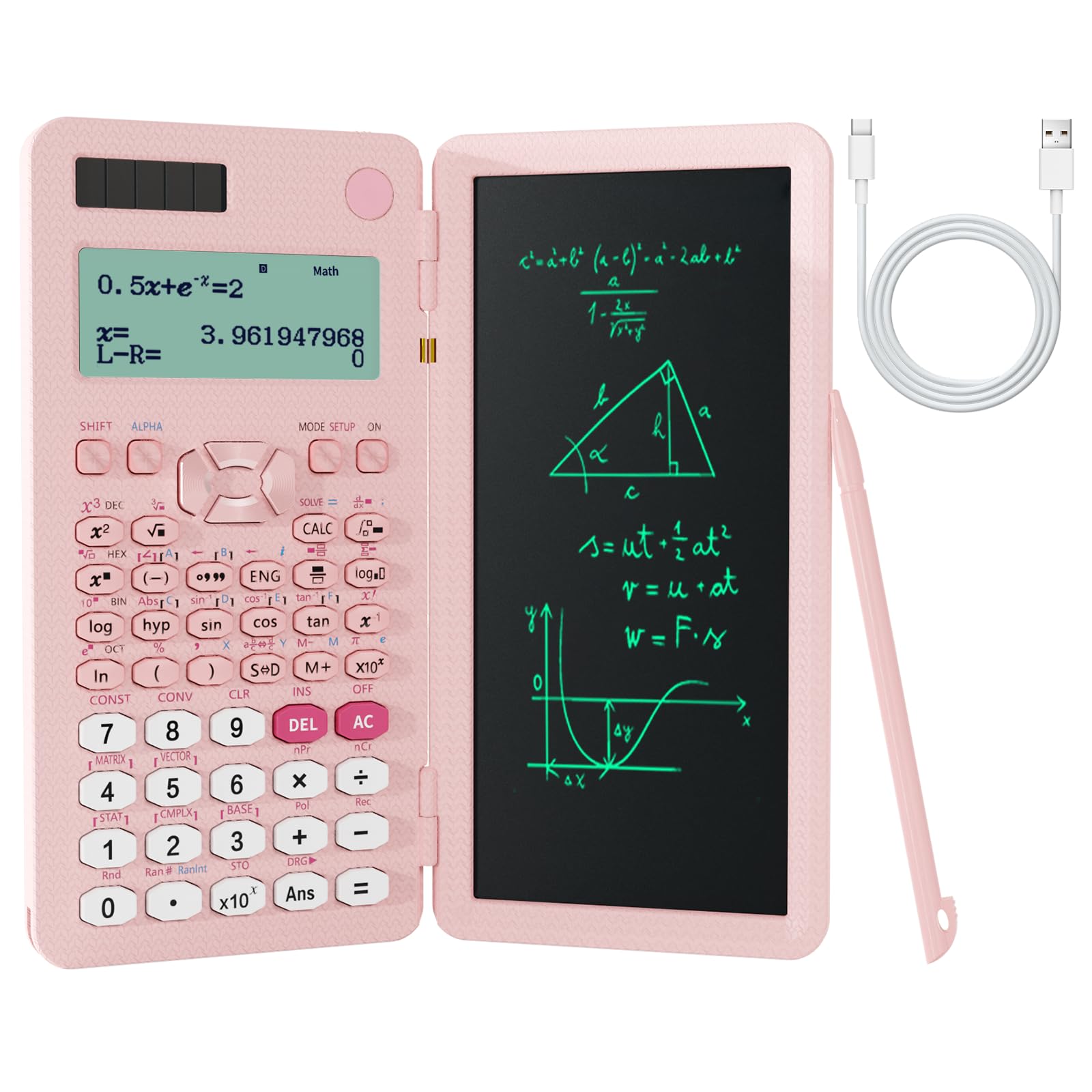 Calculadora Científica Recargable para Estudiantes, Rosado