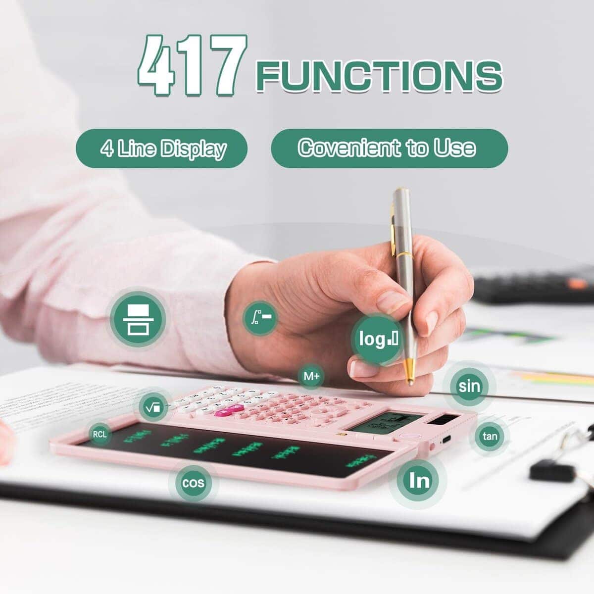 Calculadora Científica Recargable -Rosa - Imagen 4