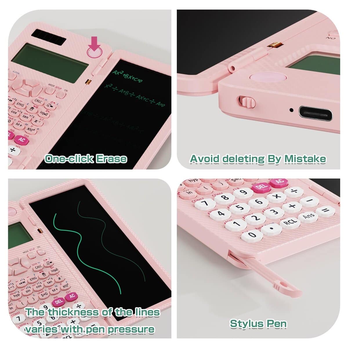 Calculadora Científica Recargable -Rosa - Imagen 3