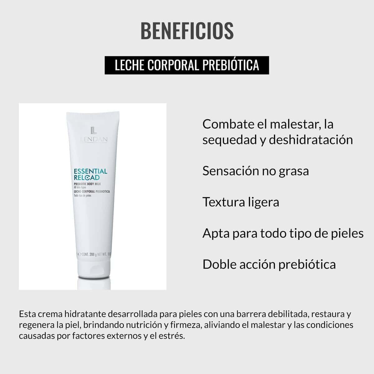 Crema Hidratante Corporal Lendan Essential Reload 300 ml - Imagen 4