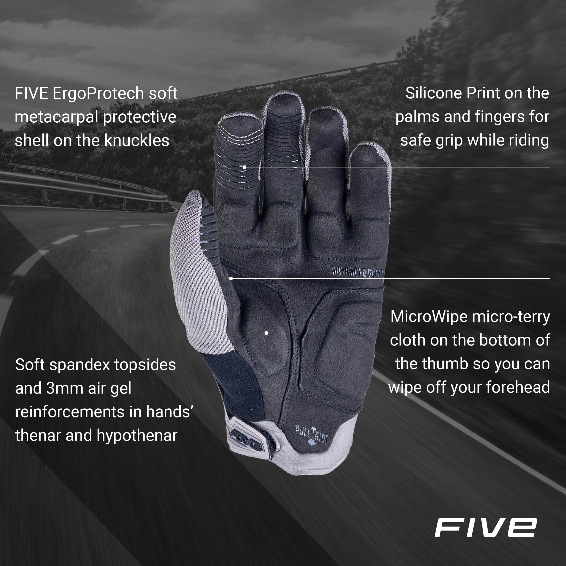Guantes de Ciclismo FIVE GLOVES XR-Trail -Cemento - Imagen 4