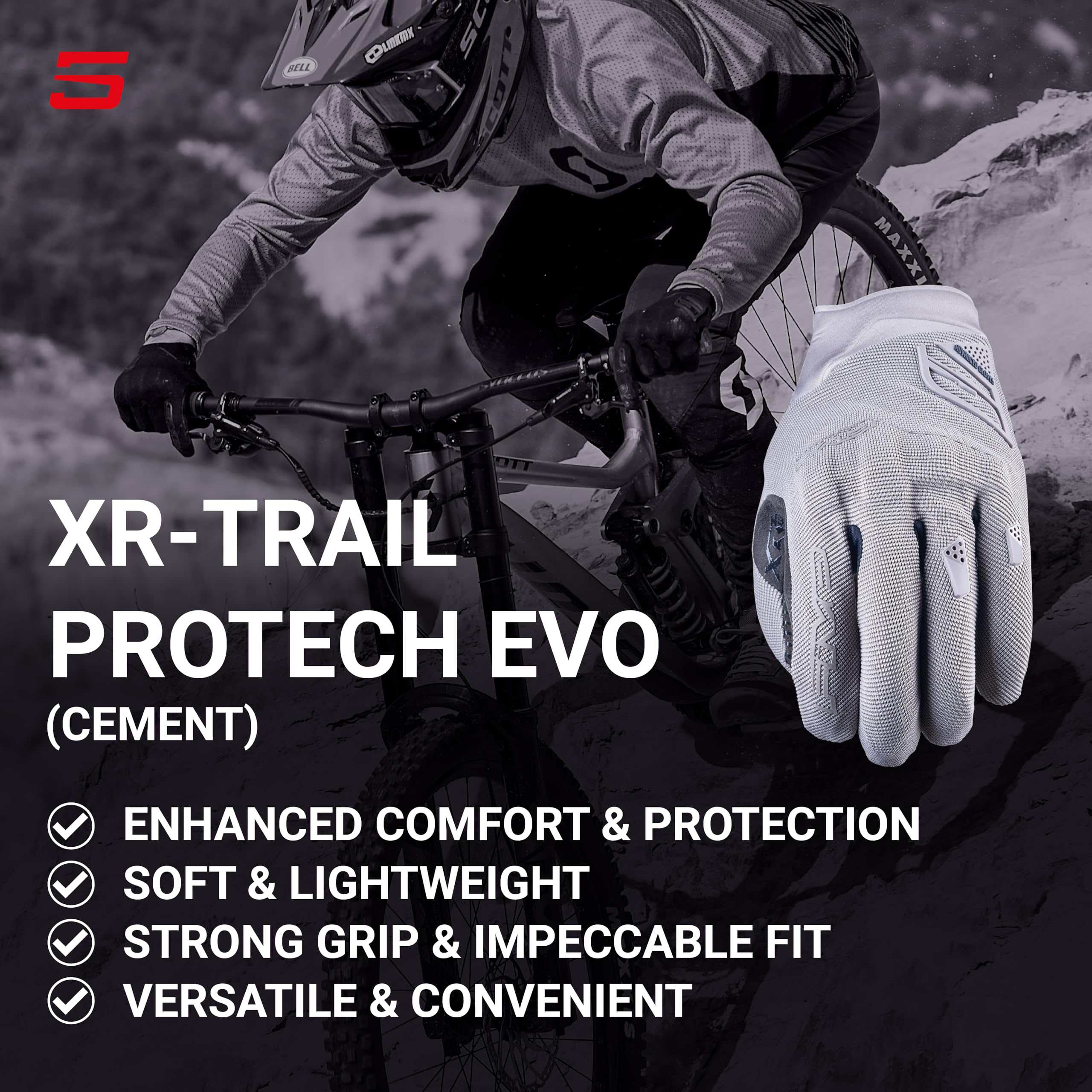 Guantes de Ciclismo FIVE GLOVES XR-Trail -Cemento - Imagen 3