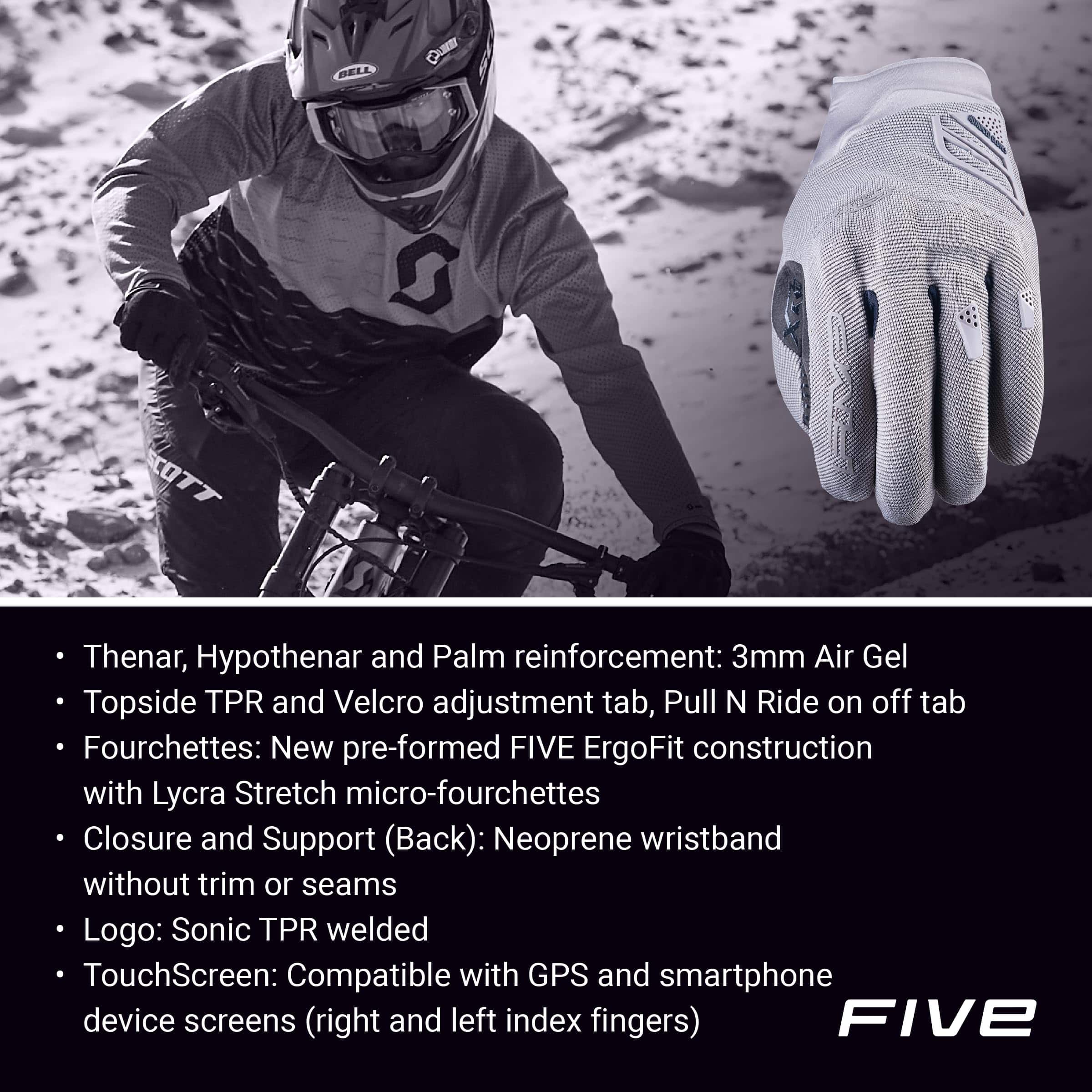 Guantes de Ciclismo FIVE GLOVES XR-Trail -Cemento - Imagen 5