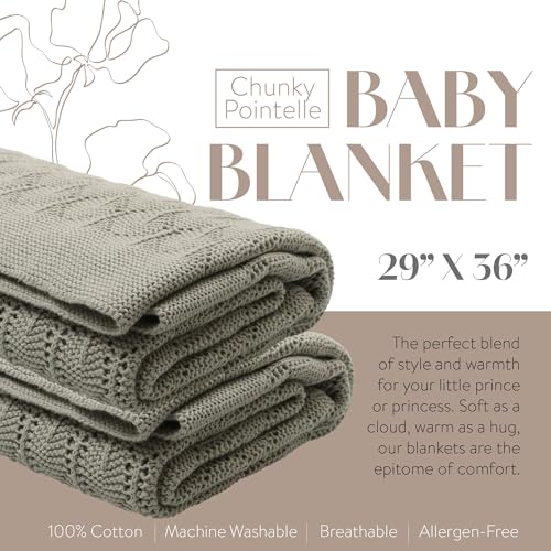 Manta de bebé de punto grueso Chunky Pointelle - Cuddle & - Imagen 3
