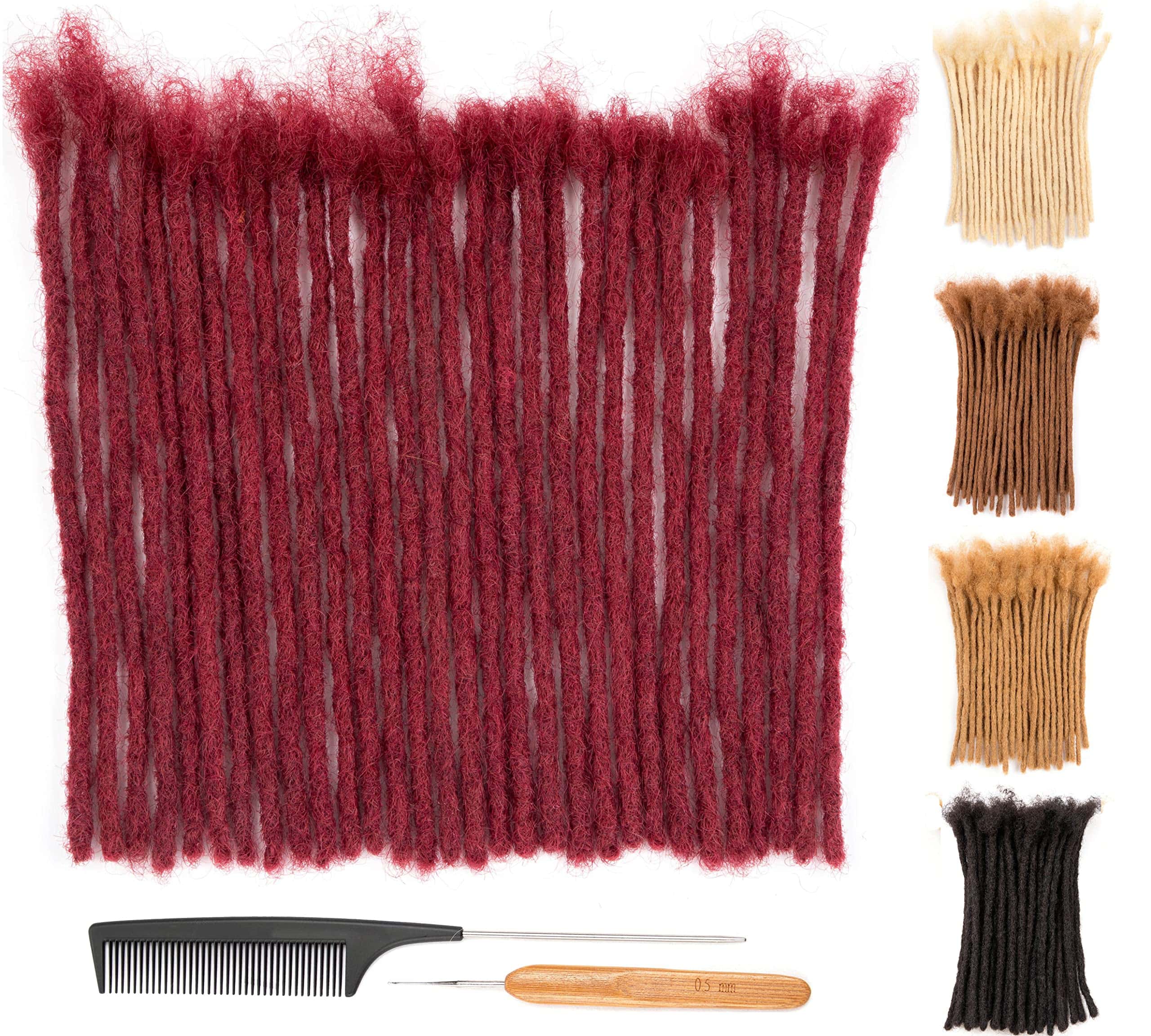 Extensiones de rastas de pelo humano real de 0,6 cm y 0,8