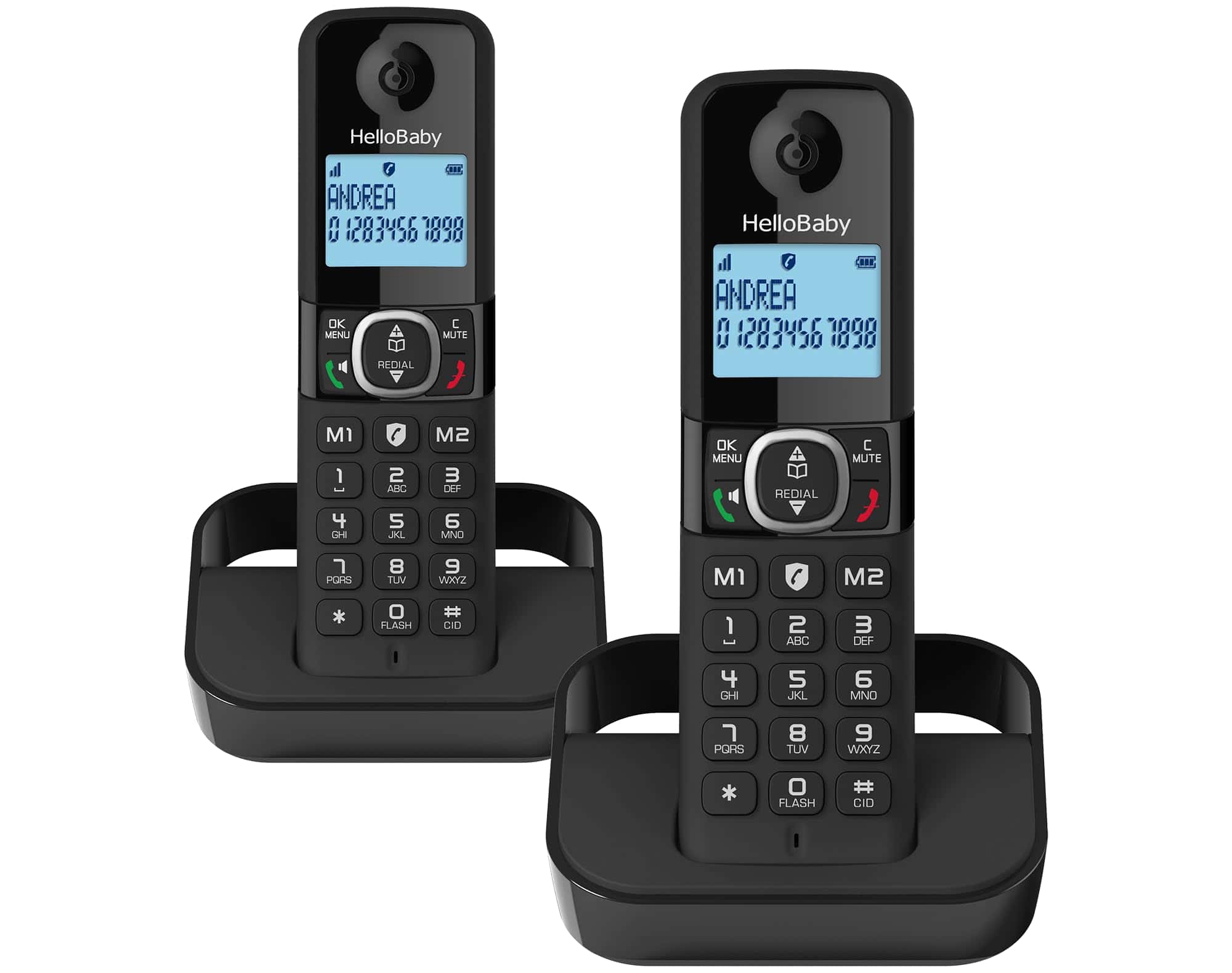 Teléfono inalámbrico Hellobaby DECT 6.0 con 2 Handsets,