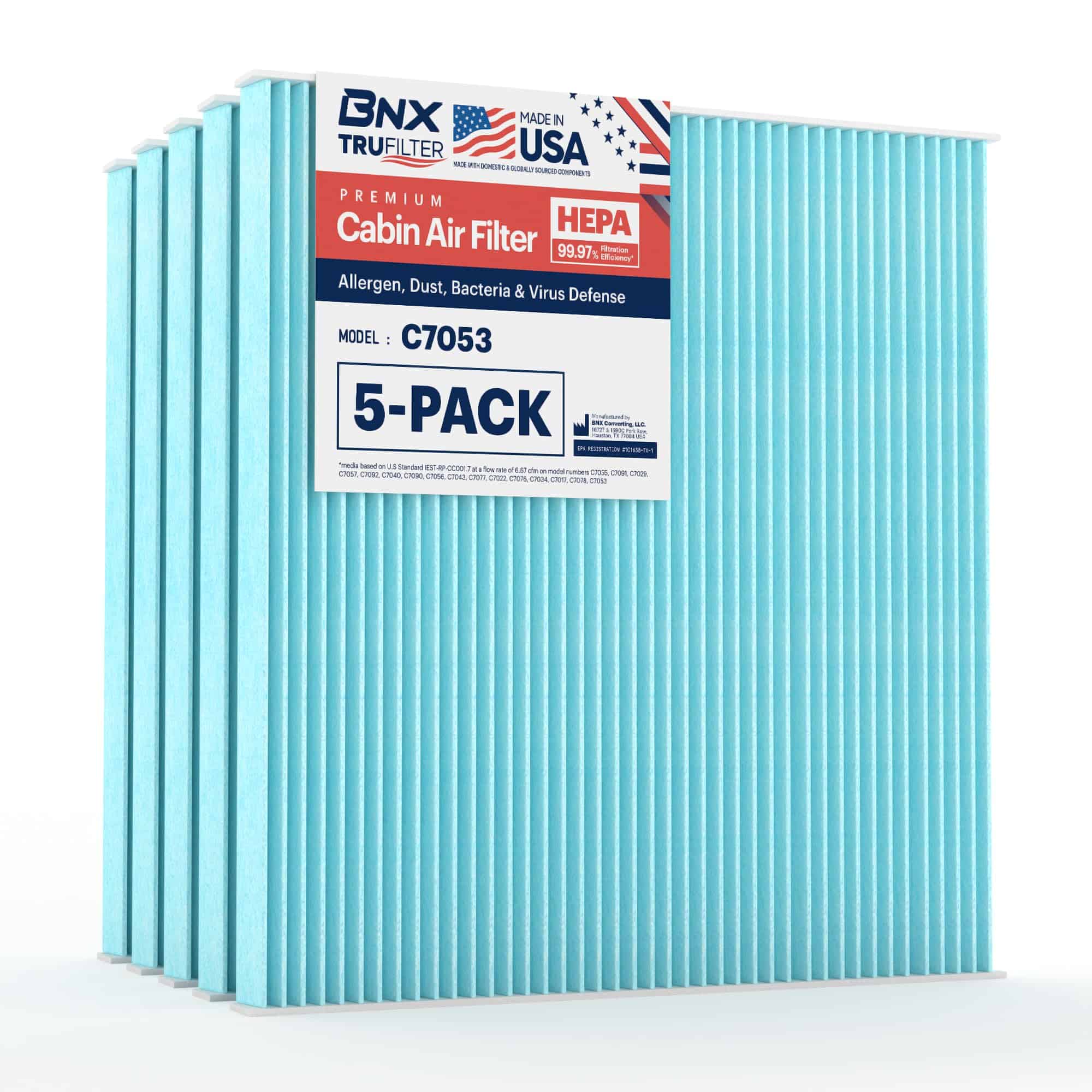 Filtro de aire de cabina BNX TruFilter, 99.97% HEPA,