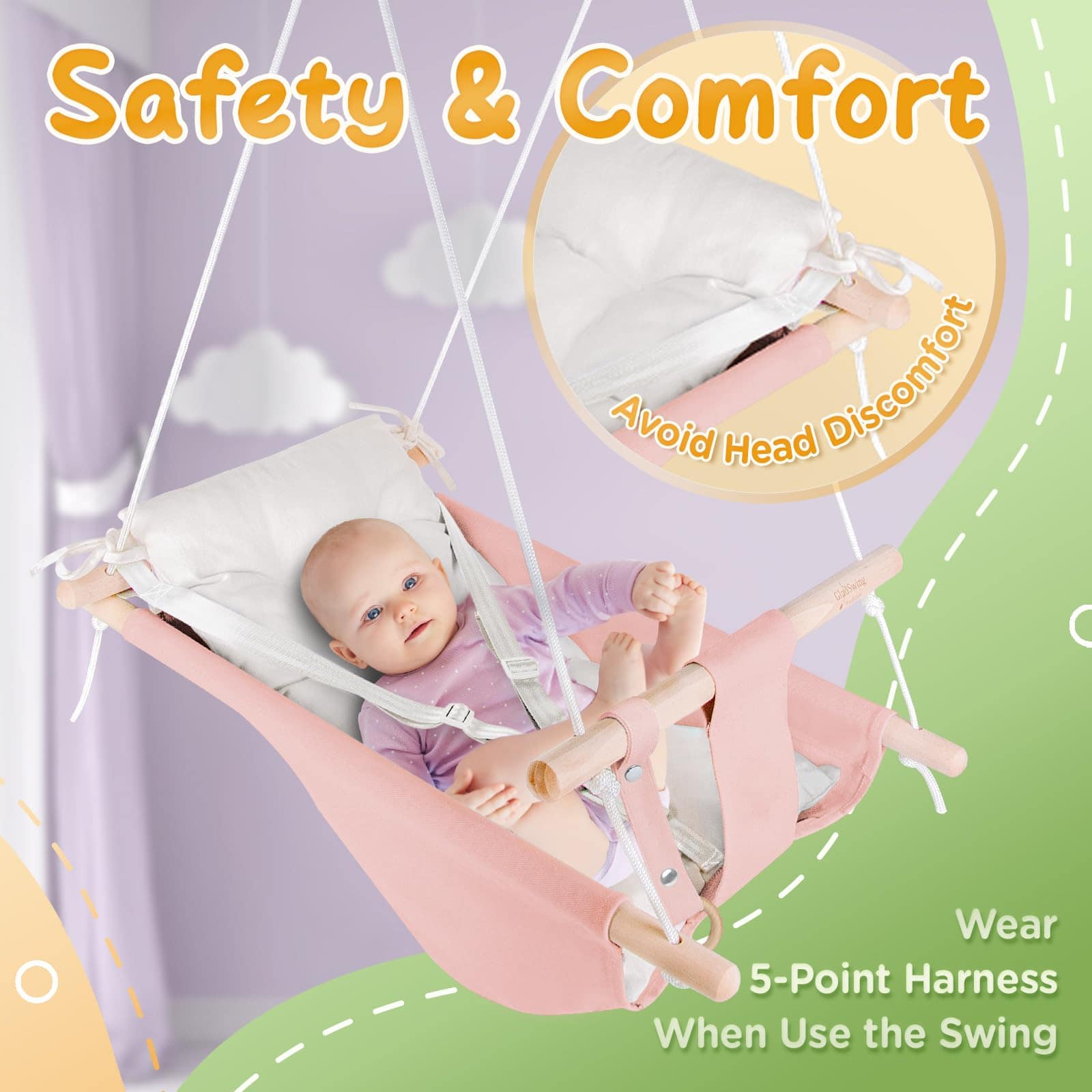 Columpio de Lona para Bebés de Infantes a Niños Pequeños, - Imagen 4