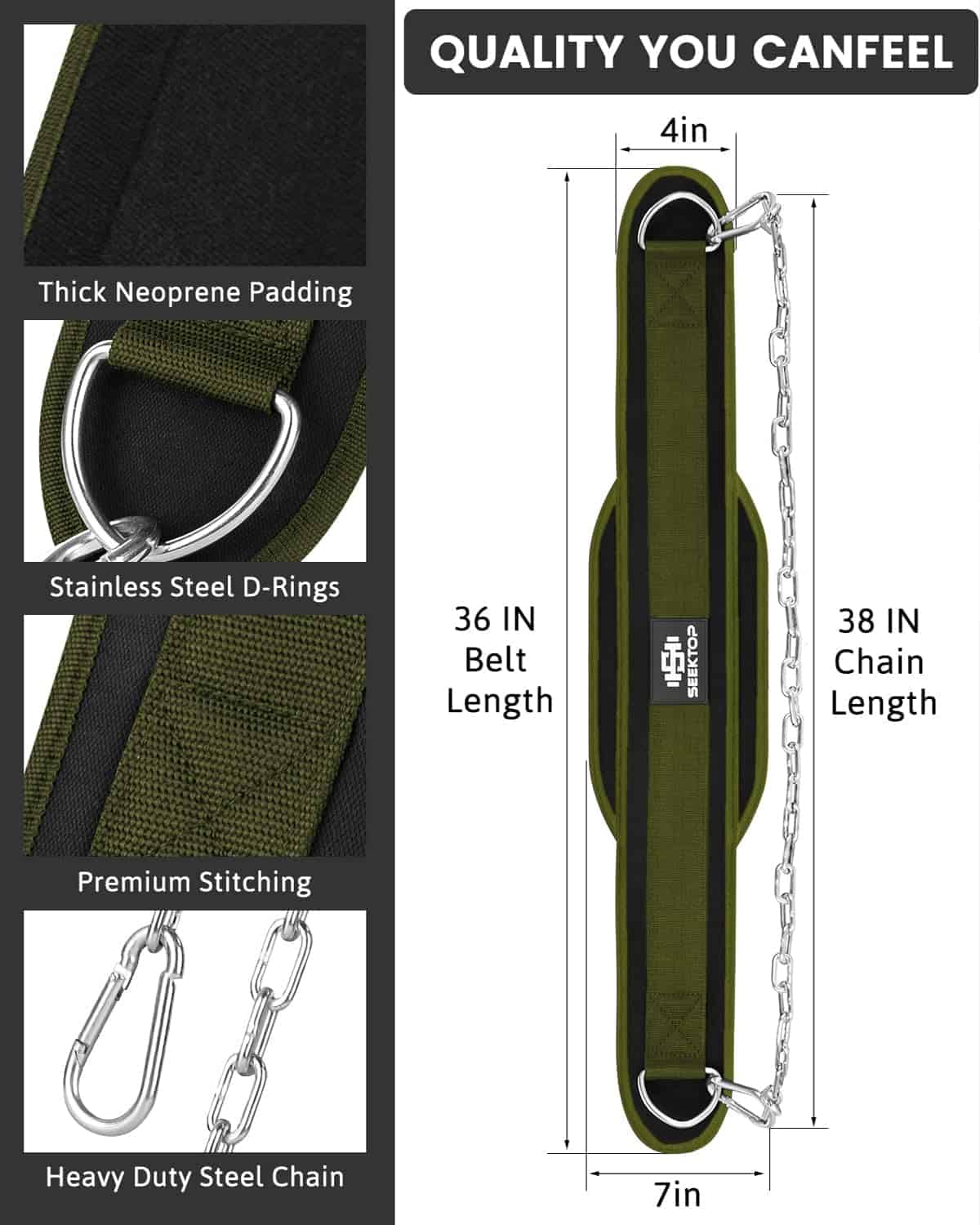 Seektop Cinturón para Levantamiento de Pesas - Cinturón de - Imagen 4