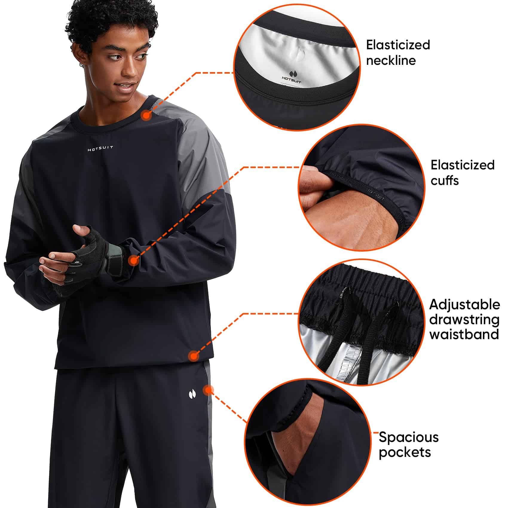 Traje de Sauna HOTSUIT para Hombres, -Gris/Negro - Imagen 4