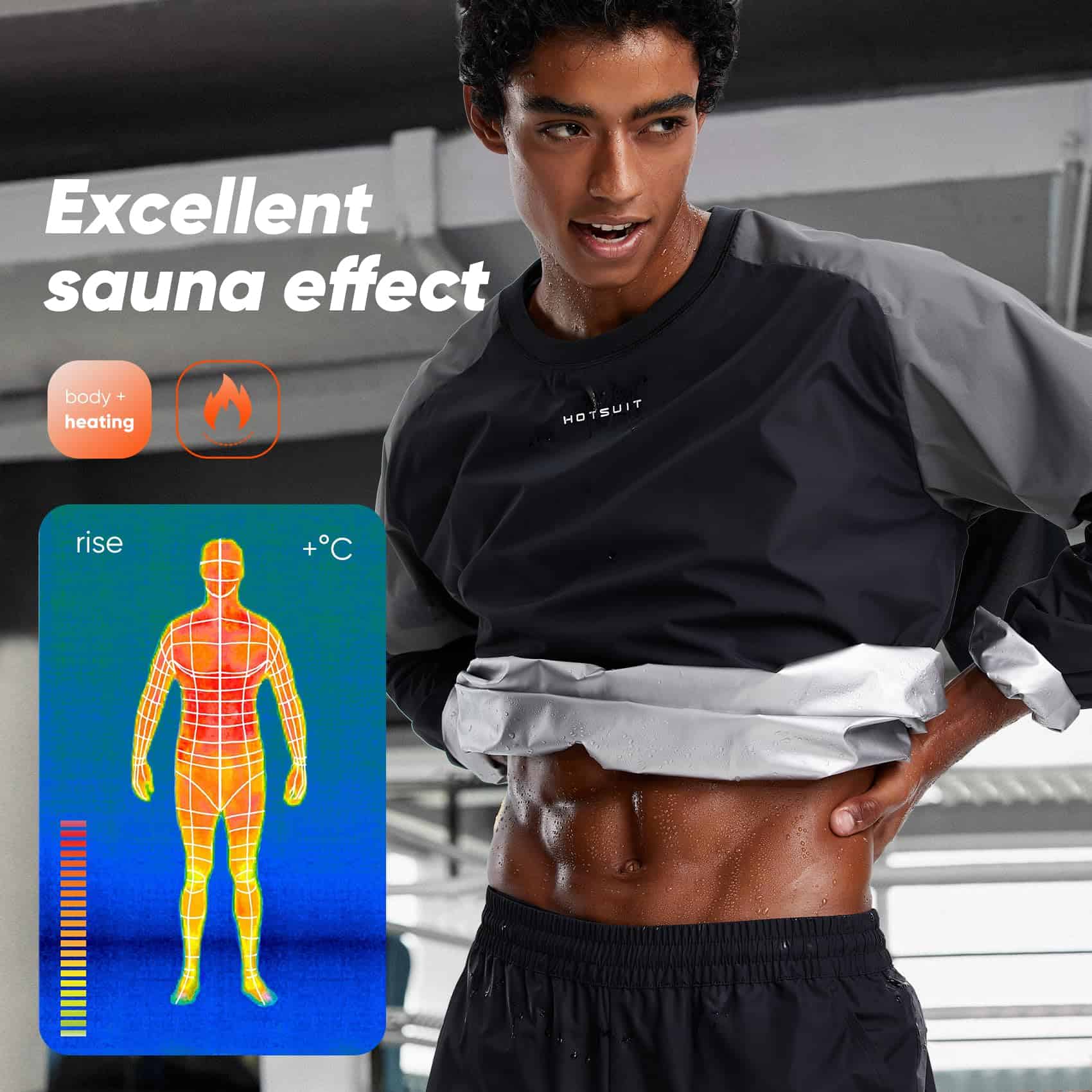 Traje de Sauna HOTSUIT para Hombres, -Gris/Negro - Imagen 3