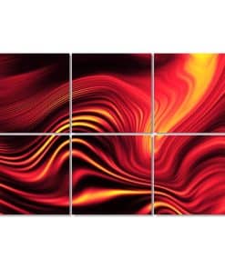 Paneles Acústicos Wave Rojo Amarillo Negro Mármol Abstracto