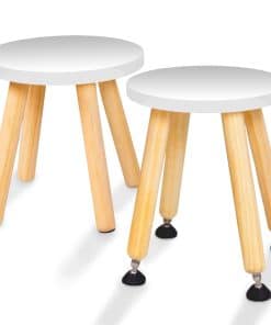 Taburete de Madera para Niños y Niñas - Juego de 2 - Blanco