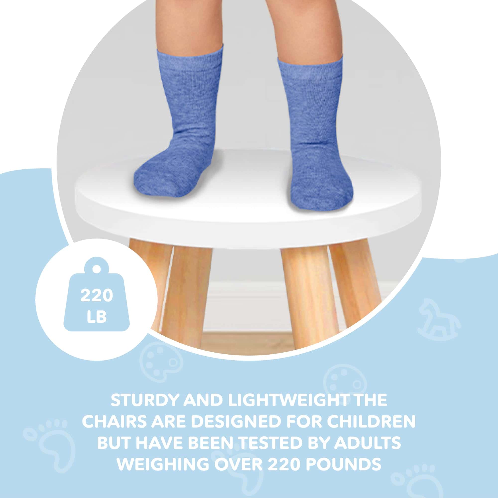 Taburete de Madera para Niños y Niñas - Juego de 2 - Blanco - Imagen 6