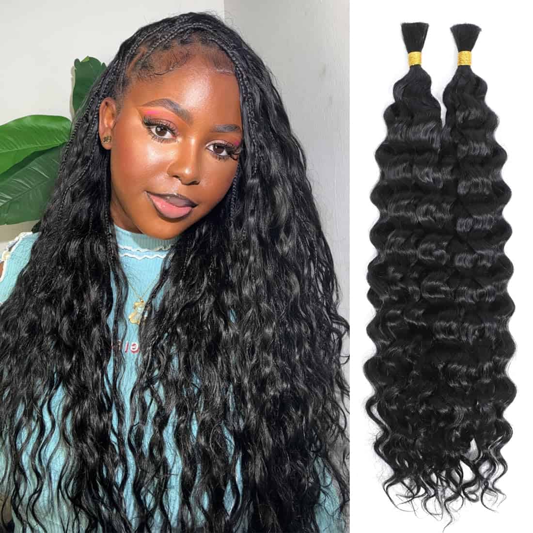 Cabello de Trenzado Humano Boho Rizado 18 Pulgadas 2