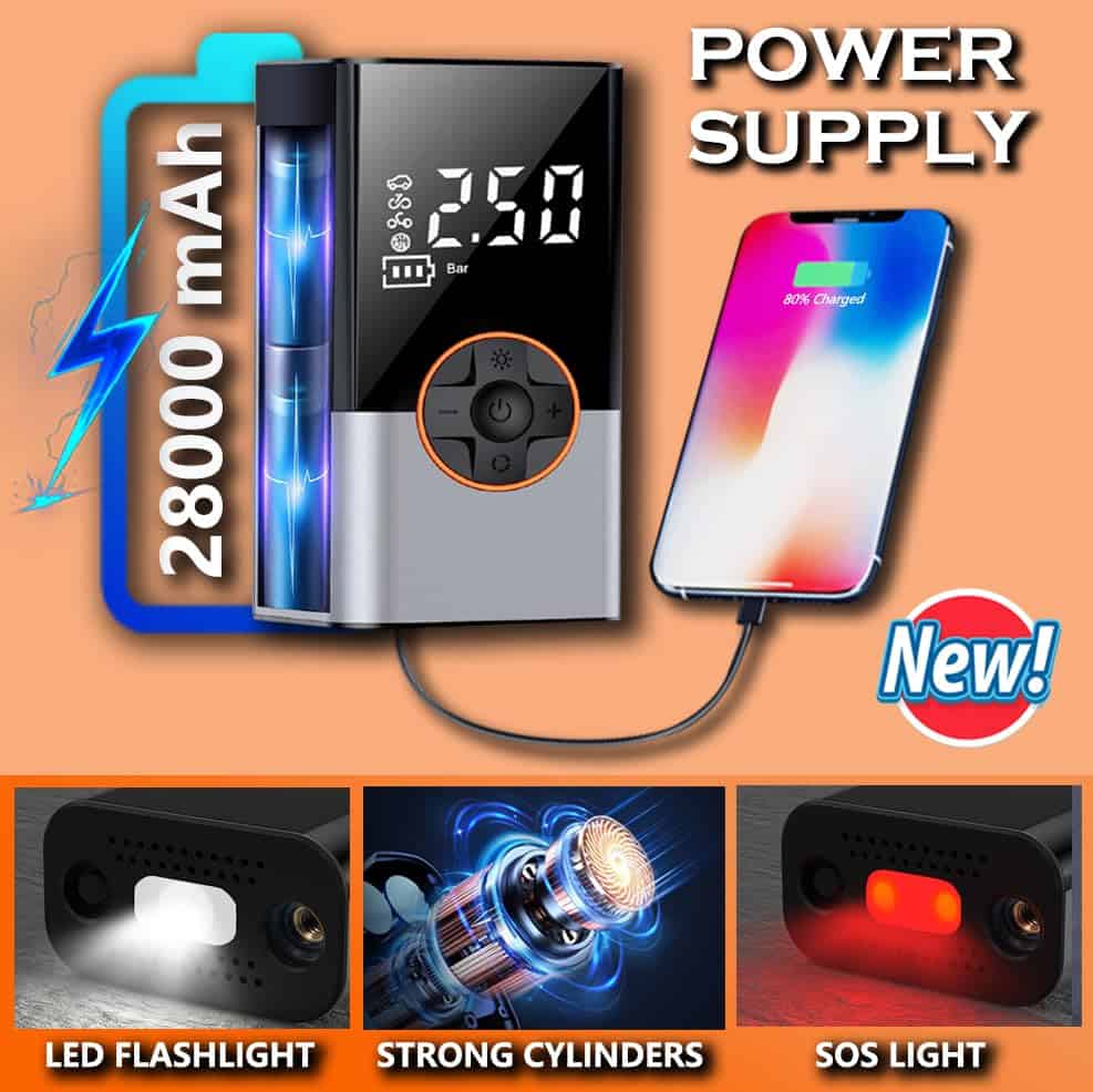 Inflador de neumáticos portátil para automóviles, - Imagen 8