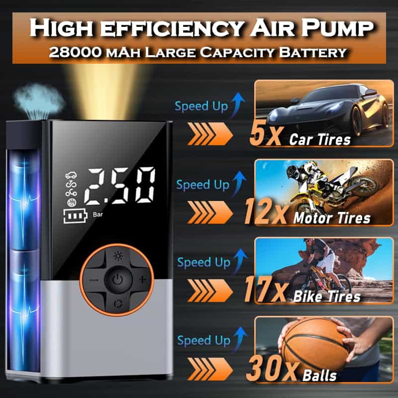 Inflador de neumáticos portátil para automóviles, - Imagen 5