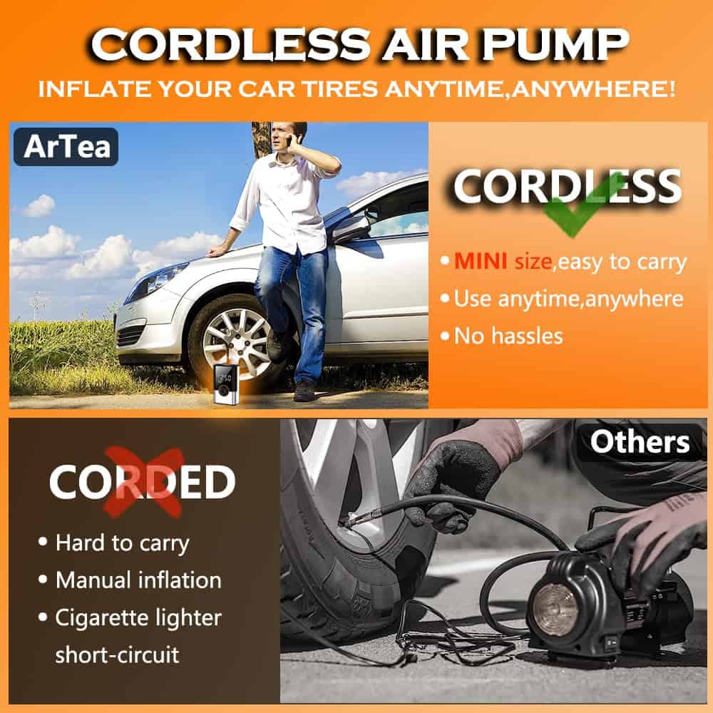 Inflador de neumáticos portátil para automóviles, - Imagen 3