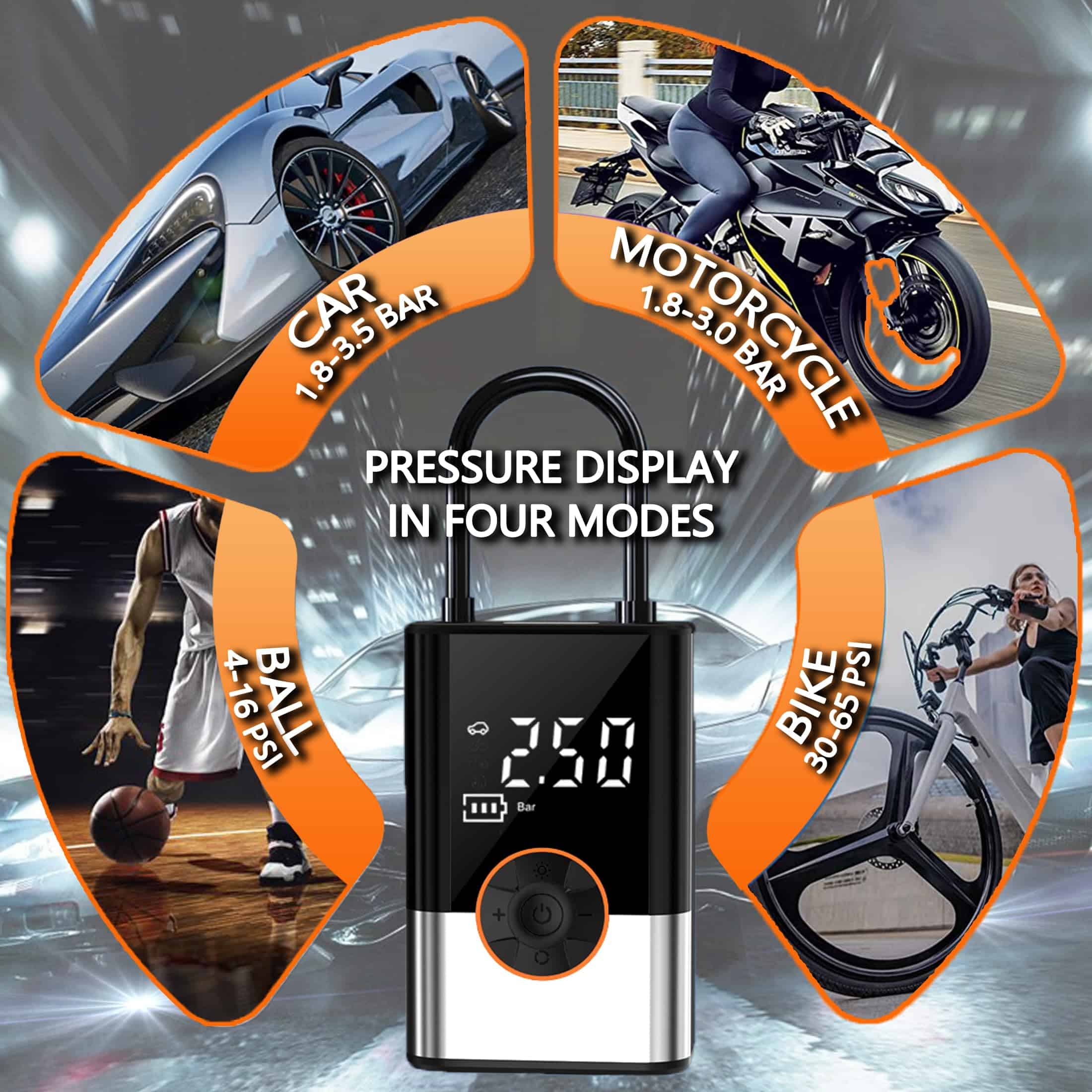 Inflador de neumáticos portátil para automóviles, - Imagen 9