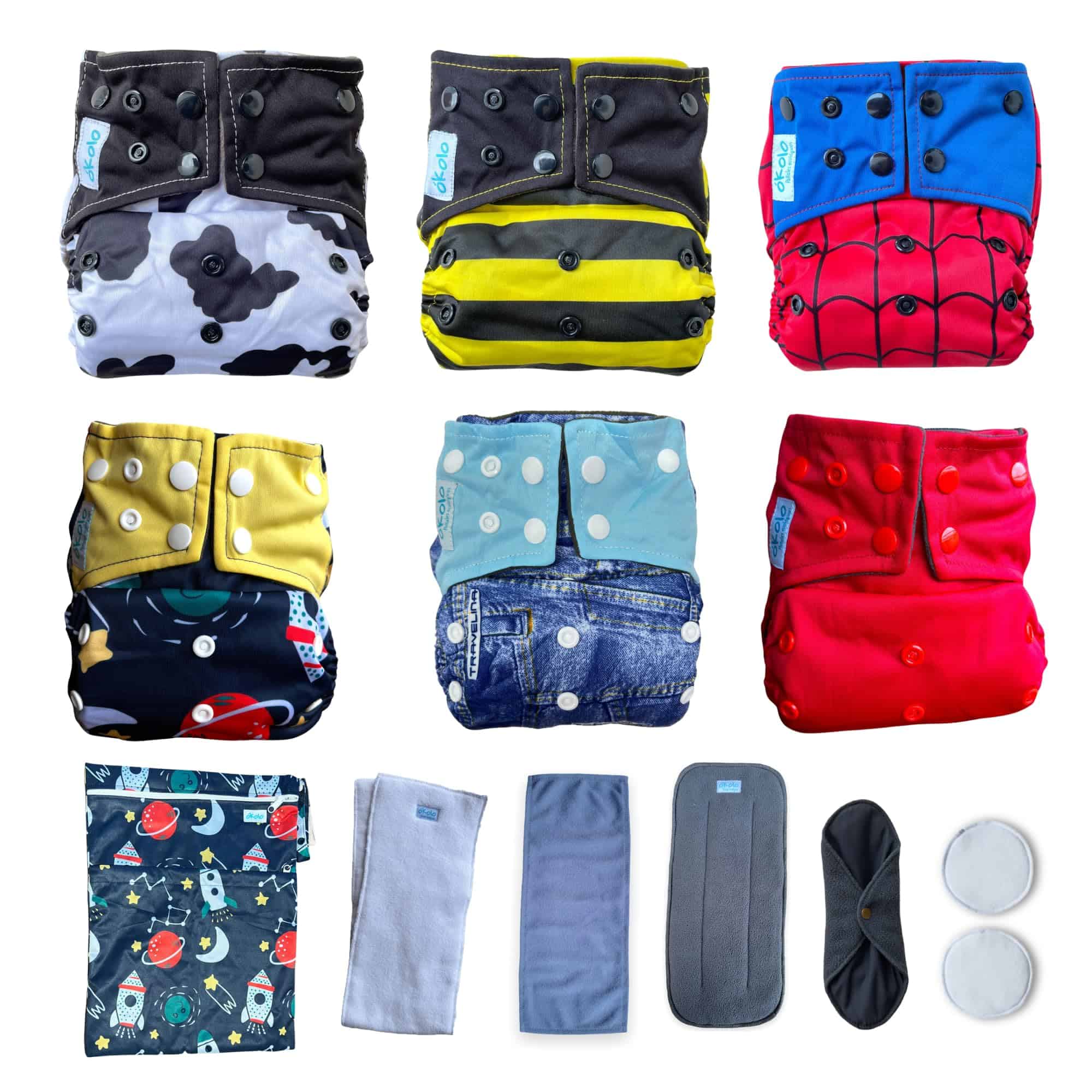 Pañales de Tela Premium OKOLO para Bebés, Pack de 6
