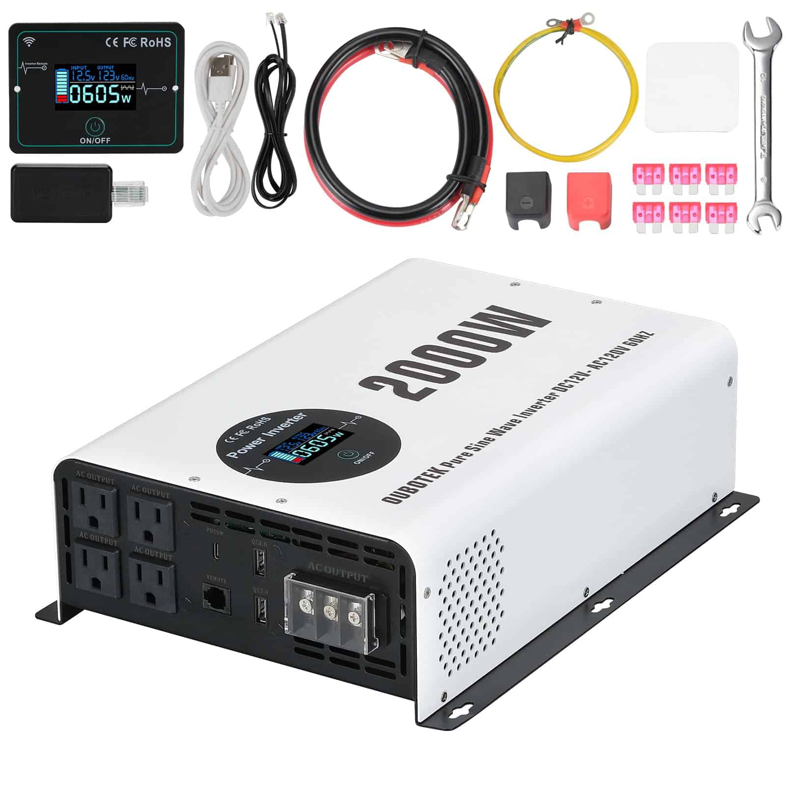 Inversor de Corriente OUBOTEK 2000W Onda Sinusoidal Pura DC