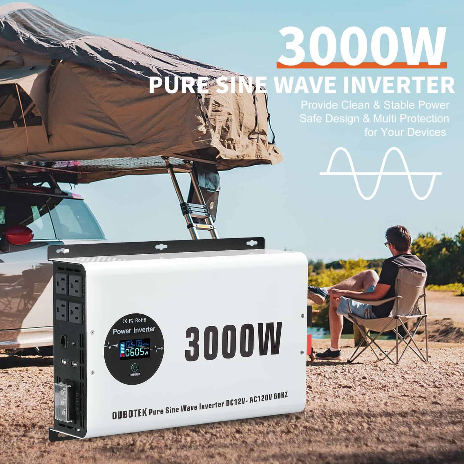 Inversor de Corriente OUBOTEK 3000 Vatios Onda Sinusoidal - Imagen 10