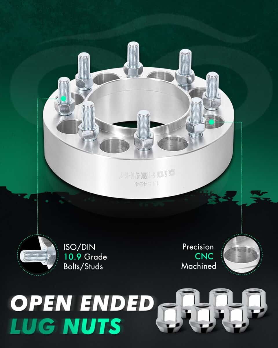 SCITOO 2Pcs 2" Separadores de Rueda 8x6.5 Pernos 9/16 121mm - Imagen 5