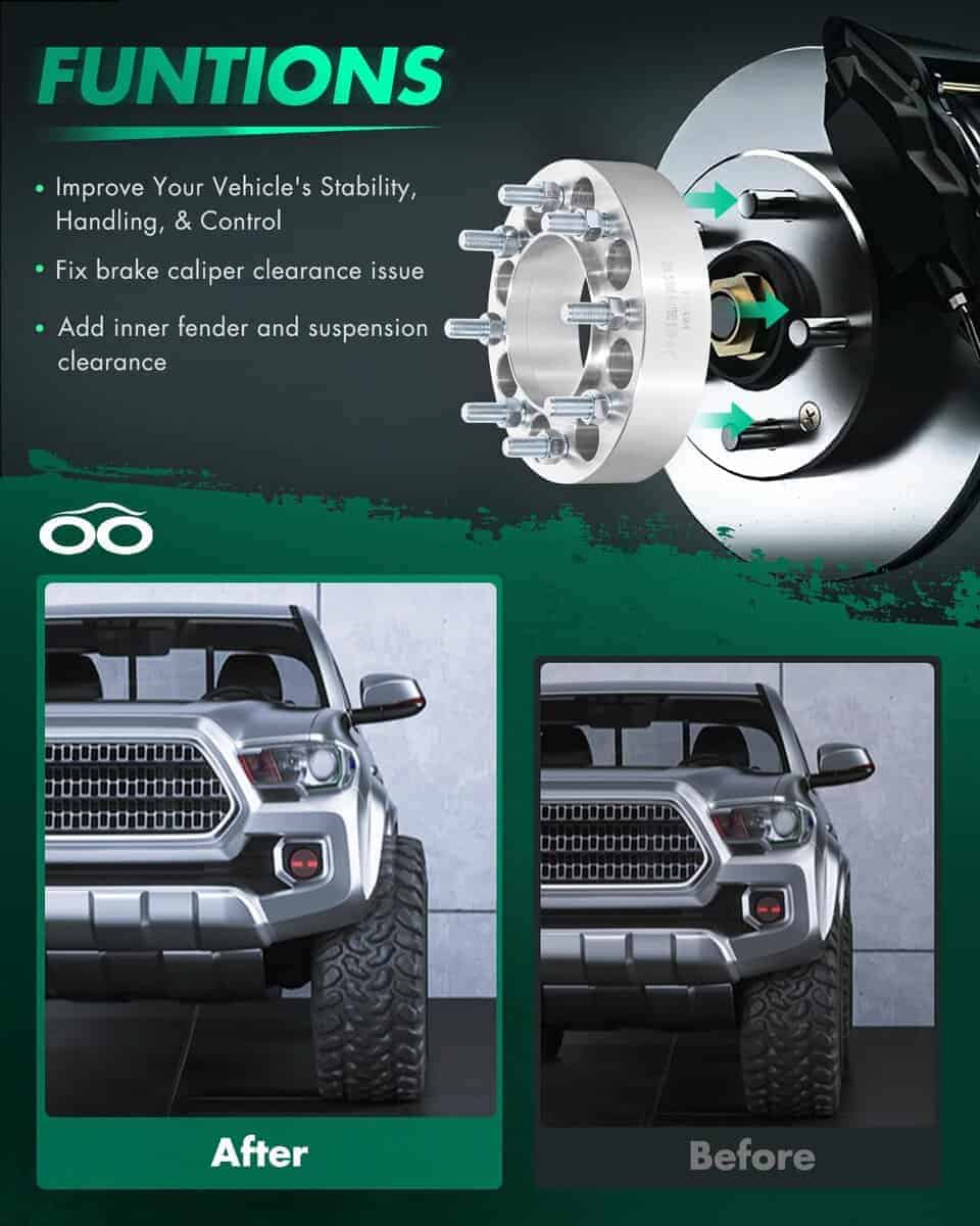 SCITOO 2Pcs 2" Separadores de Rueda 8x6.5 Pernos 9/16 121mm - Imagen 6