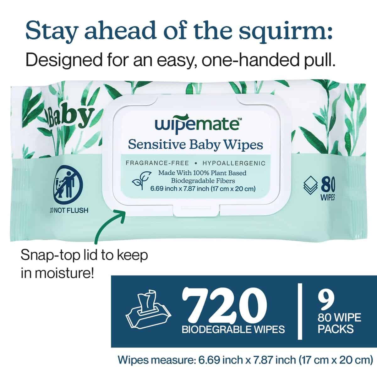 Toallitas para bebé Premium Wipemate EWG-Verified, 99% a - Imagen 6