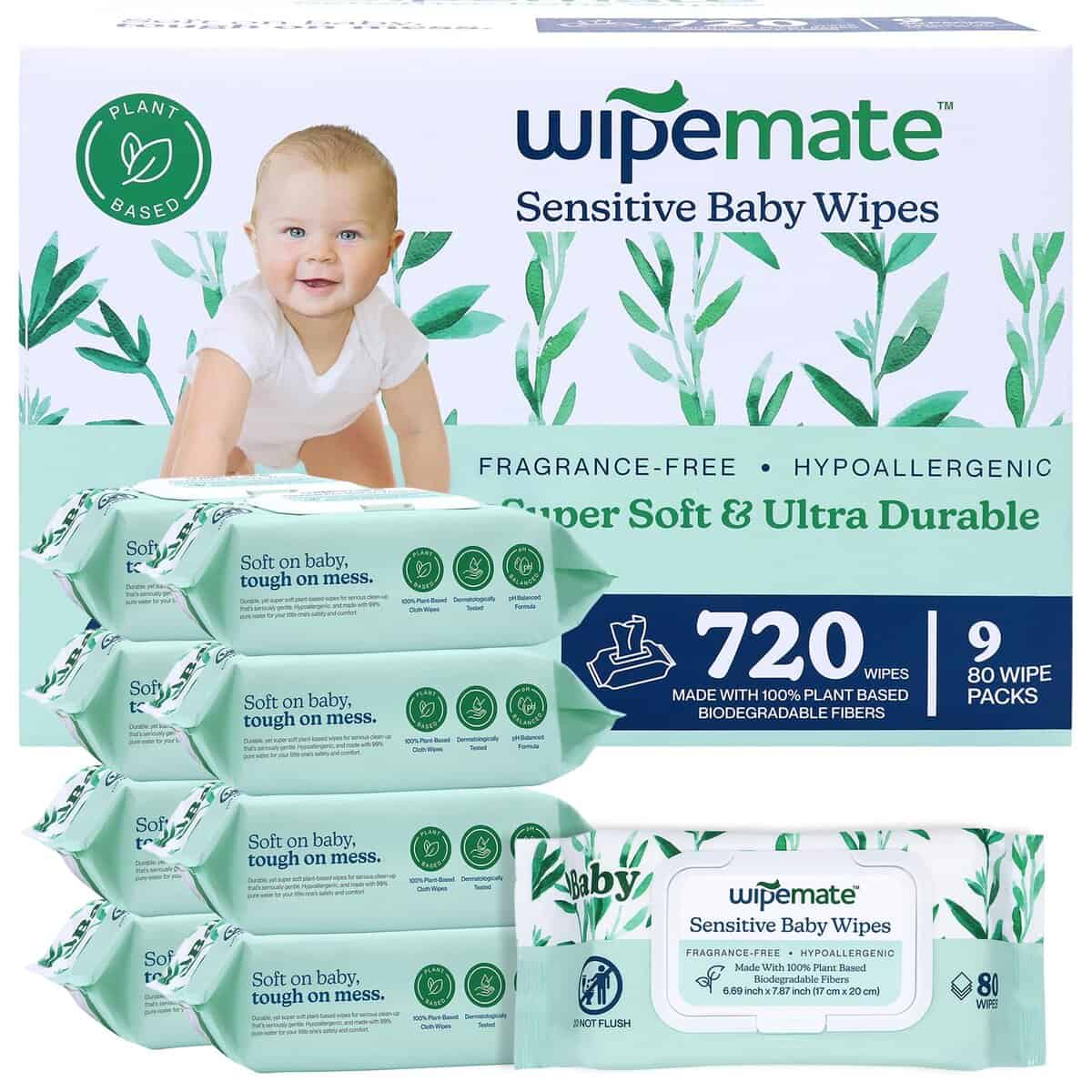 Toallitas para bebé Premium Wipemate EWG-Verified, 99% a