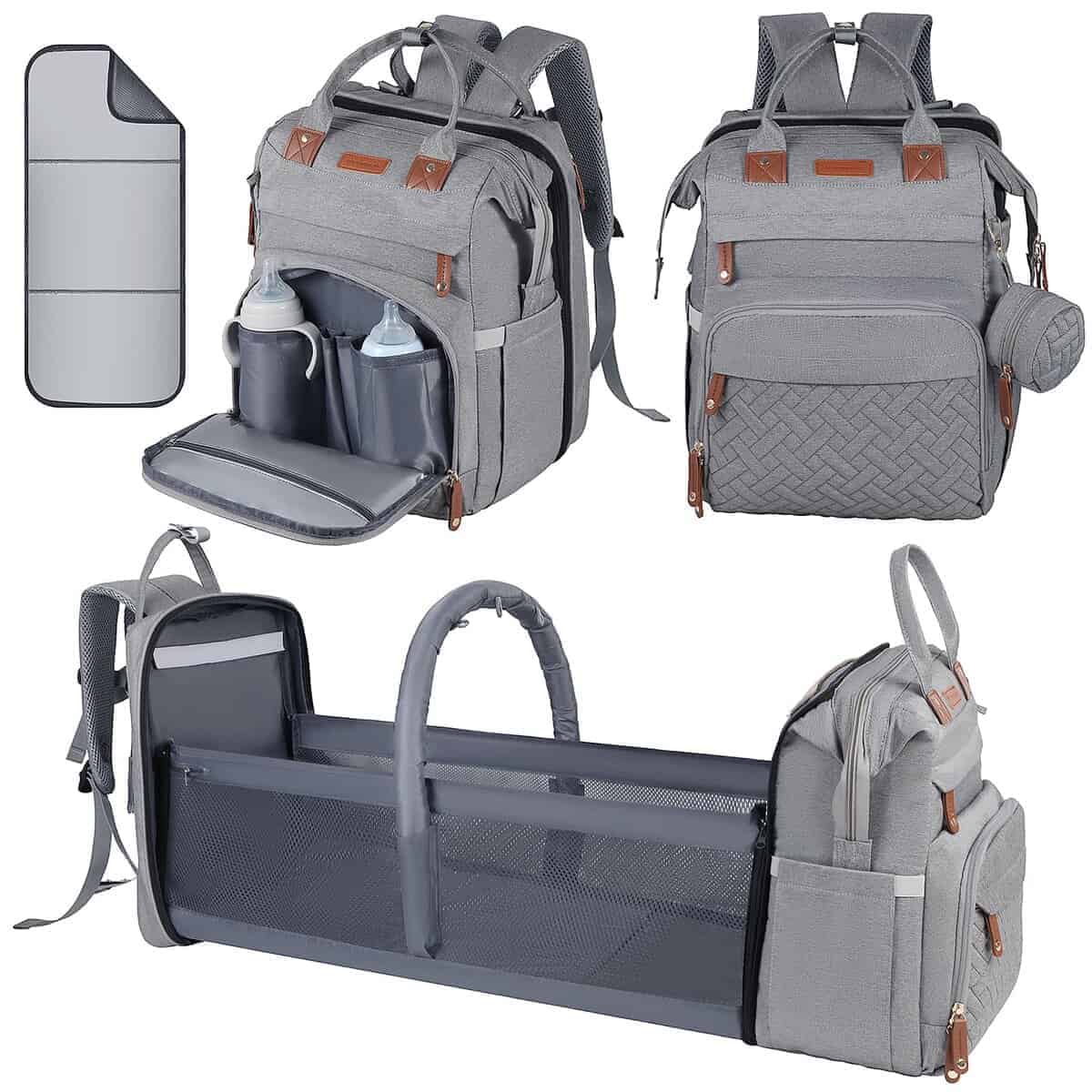Bolso cambiador de pañales para bebé, mochila con mesa para