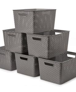 Conjunto de 6 cestas tejidas de plástico EZOWare de 18