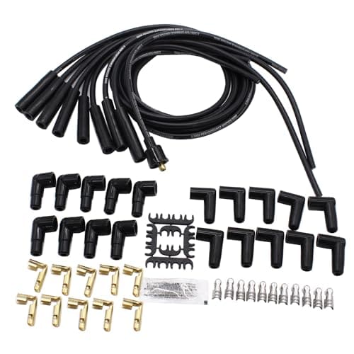Juego de cables de bujías de 8mm en negro con botas de 180