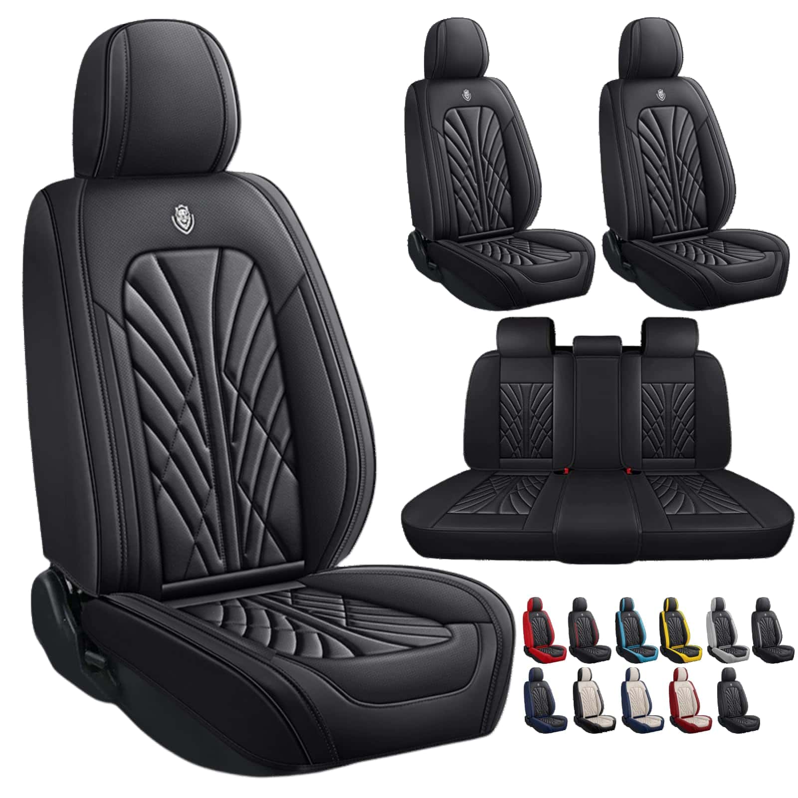 Cubiertas de Asiento de Coche de Cuero Nappa -Negro