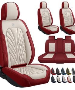 Cubiertas de Asiento de Coche de Cuero Nappa -Beige Rojo
