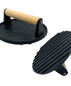 Prensa para hamburguesas, 7" redonda de hierro fundido