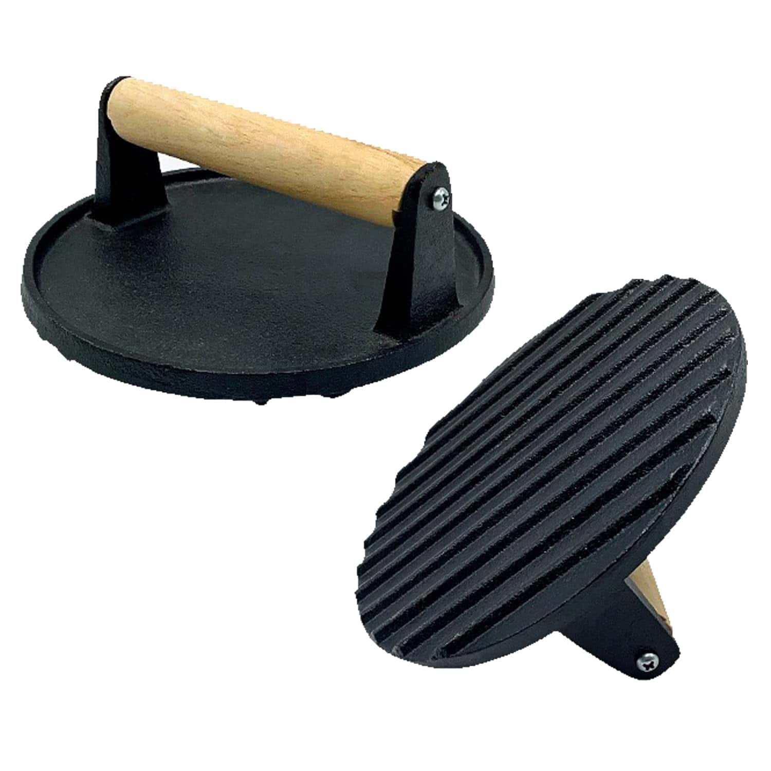 Prensa para hamburguesas, 7" redonda de hierro fundido