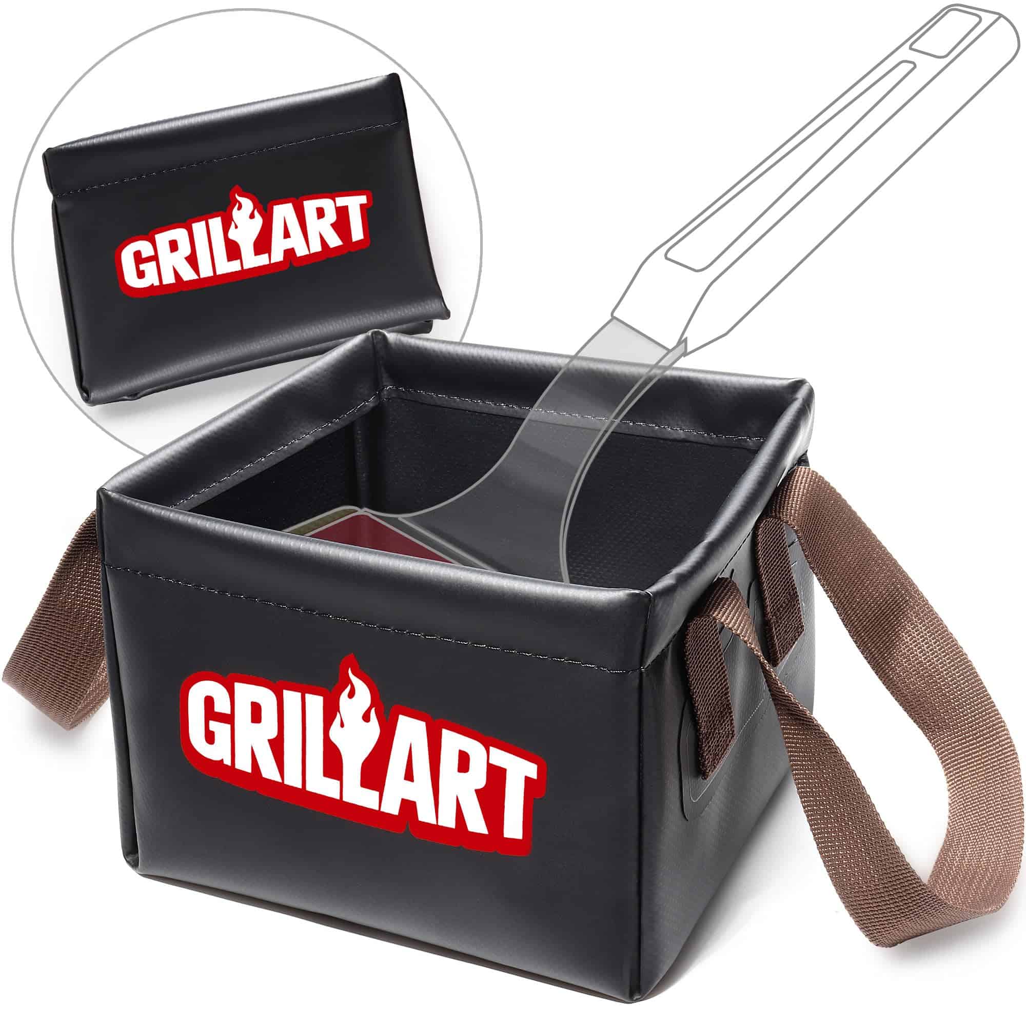 Cepillo de parrilla GRILLART sin cerdas, recipiente para